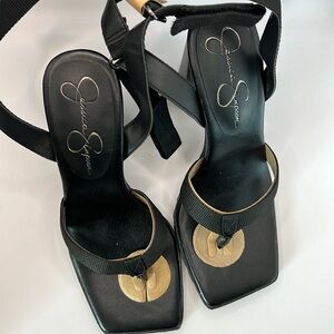 Jessica Simpson Black Wedge Sandals